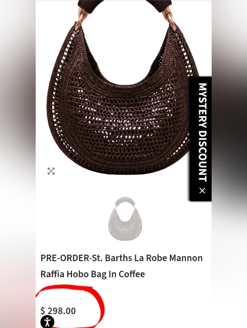 Urban Expressions Brown Woven Crescent Hobo with Padded Handle - Picture 16 of 16
